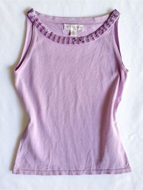 Vintage Y2K Silk Nylon Sequin Purple Tank Top